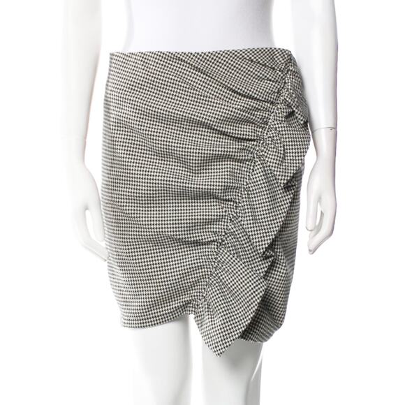 A.L.C. Jupiter Black Cream Houndstooth Ruffle Front Mini Skirt 6 - Picture 6 of 11